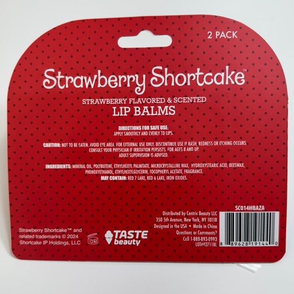 Taste Beauty Strawberry Shortcake Lip Balms 2 Strawberry Flavored Lip Balms - Picture 5 of 5